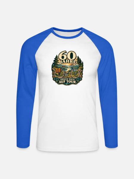 60 Jahre Tour – Fahrrad Jubiläum - Unisex Baseballshirt langarm - Weiß/Royalblau