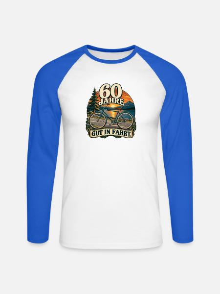 60 Jahre Gut in Fahrt - Unisex Baseballshirt langarm - Weiß/Royalblau