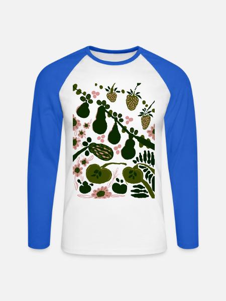 GRÜNES GEMÜSE - Unisex Baseballshirt langarm - Weiß/Royalblau
