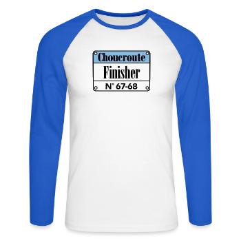 Sauerkraut Finisher Alsace - Unisex Baseballshirt langarm - Weiß/Royalblau - Vorne - Nik (191cm)