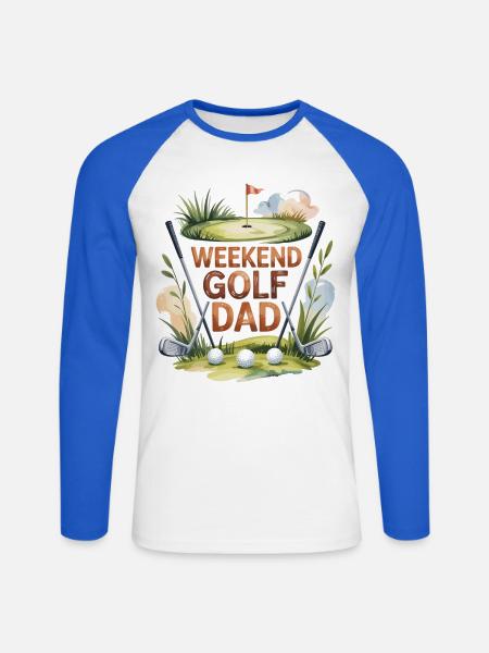 Golf Vater Motiv Geschenkidee - Unisex Baseballshirt langarm - Weiß/Royalblau