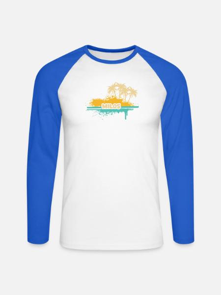 Geschenk für Milos - Unisex Baseballshirt langarm - Weiß/Royalblau