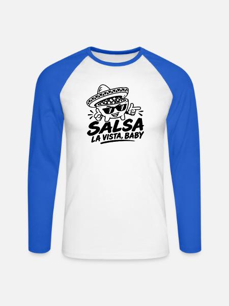Salsa La Vista, Baby! - Unisex Baseballshirt langarm - Weiß/Royalblau