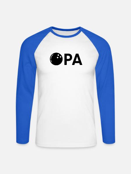 Opa mit Bowlingkugel – Schwarz - Unisex Baseballshirt langarm - Weiß/Royalblau
