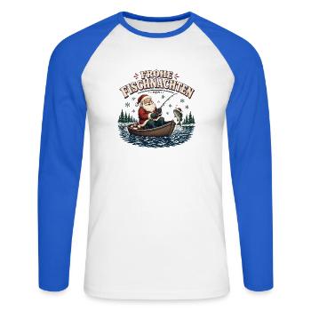 Frohe Fischnacht Weihnachtsfischer - Unisex Baseballshirt langarm - Weiß/Royalblau - Vorne - Nik (191cm)