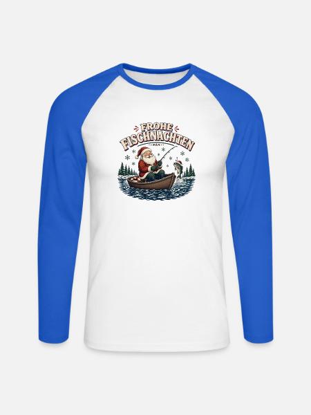 Frohe Fischnacht Weihnachtsfischer - Unisex Baseballshirt langarm - Weiß/Royalblau