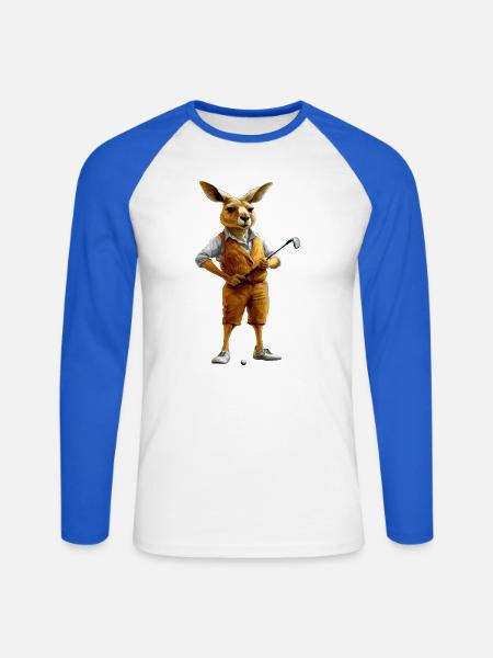 Golf Kängurus - Unisex Baseballshirt langarm - Weiß/Royalblau