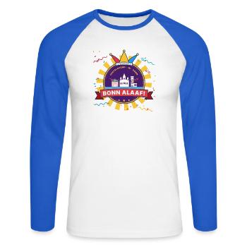 Bonn Alaaf Karneval Emblem Weiberfastnacht - Unisex Baseballshirt langarm - Weiß/Royalblau - Vorne - Nik (191cm)