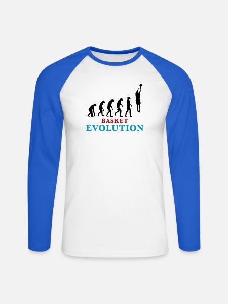Entwicklung des Basketballs - Unisex Baseballshirt langarm - Weiß/Royalblau