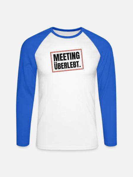 Meeting überlebt - Unisex Baseballshirt langarm - Weiß/Royalblau