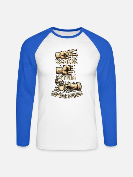 Schere Stein Doppelter Espresso - Unisex Baseballshirt langarm - Weiß/Royalblau