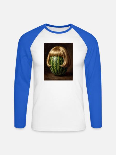 Wassermelone Bob Perücke - Unisex Baseballshirt langarm - Weiß/Royalblau