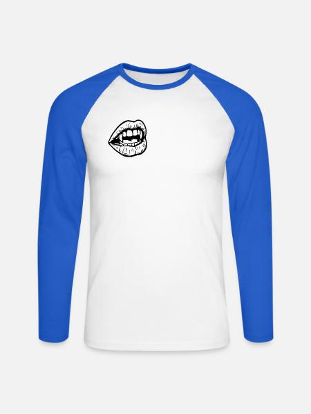 Vampir Mund - Unisex Baseballshirt langarm - Weiß/Royalblau