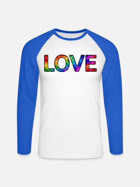 LOVE-Rainbow-30cm - Unisex Baseballshirt langarm - Weiß/Royalblau