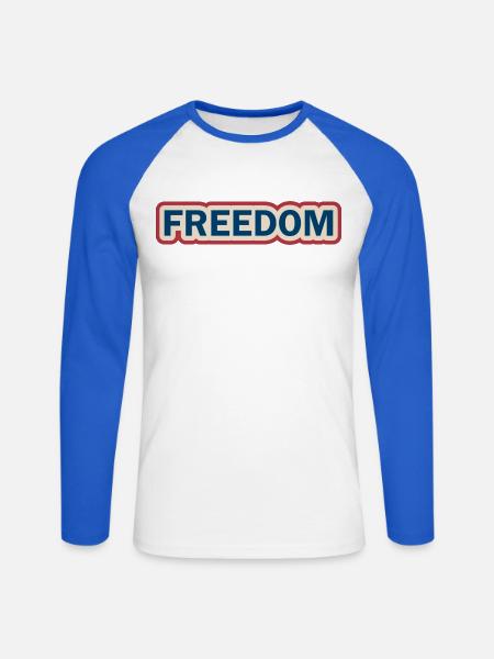 Freiheitsmutiges Patriotisches Statement-design - Unisex Baseballshirt langarm - Weiß/Royalblau