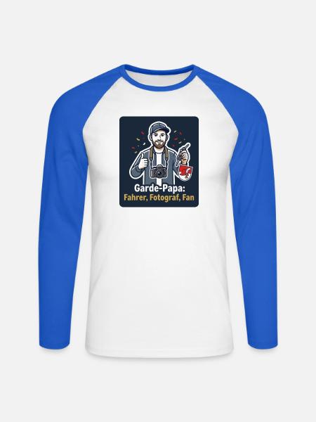 Garde-Papa – Fahrer, Fotograf, Fan - Unisex Baseballshirt langarm - Weiß/Royalblau