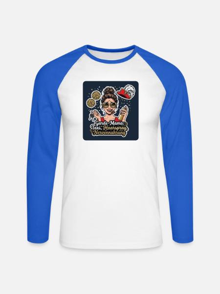 Garde-Mama – Taxi, Haarspray, Nerven - Unisex Baseballshirt langarm - Weiß/Royalblau