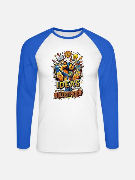 Ideas_are_Bulletproof_-_Pop_Art - Unisex Baseballshirt langarm - Weiß/Royalblau