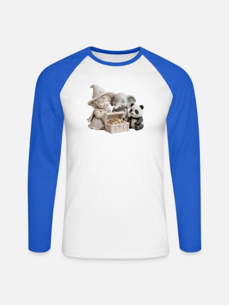 Verspieltes Schatz-Trio - Unisex Baseballshirt langarm - Weiß/Royalblau