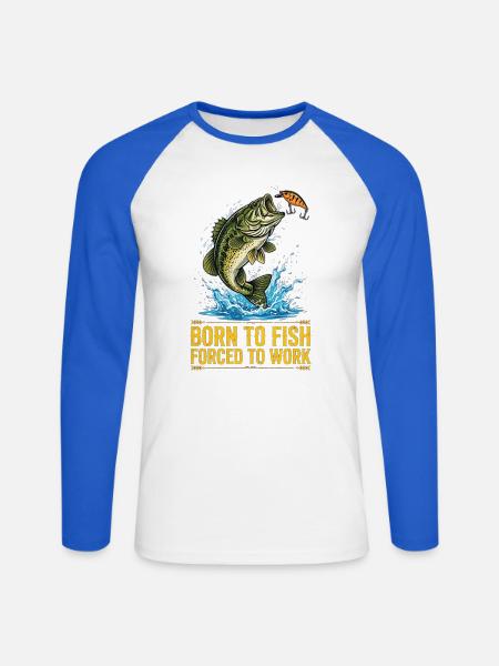 Pêcheur, Pêcheur, Fisch, Angeln - Unisex Baseballshirt langarm - Weiß/Royalblau