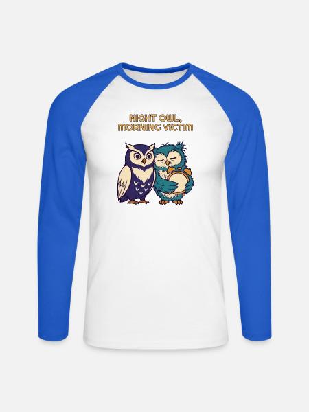 Nachteule Morgenopfer Lustige Eule - Unisex Baseballshirt langarm - Weiß/Royalblau