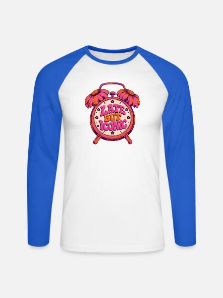 Spät Aber Ikonisch Uhr - Unisex Baseballshirt langarm - Weiß/Royalblau