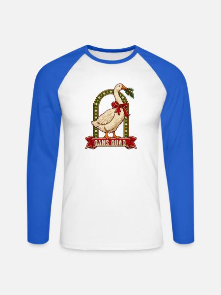 Gans guad Weihnachtspulli bairisch - Unisex Baseballshirt langarm - Weiß/Royalblau