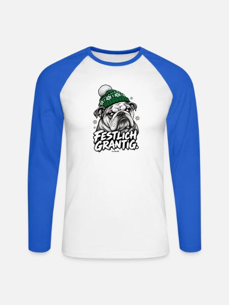 Grantige Weihnacht - Unisex Baseballshirt langarm - Weiß/Royalblau