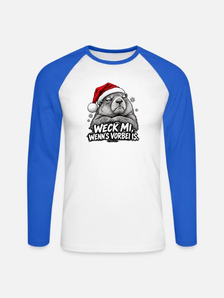 Grantige Weihnacht - Unisex Baseballshirt langarm - Weiß/Royalblau