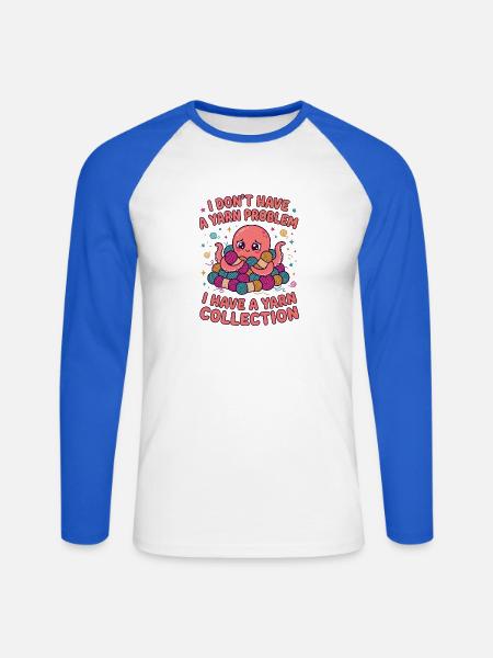 Yarn Problem Kuscheloctopus - Unisex Baseballshirt langarm - Weiß/Royalblau