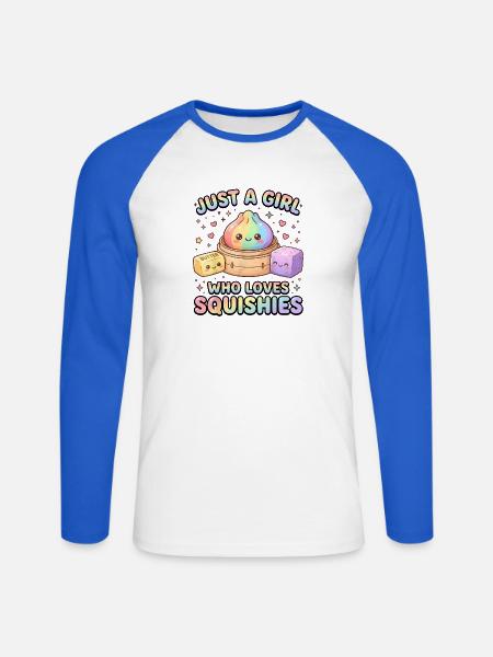 Mädchen liebt Squishies Regenbogen - Unisex Baseballshirt langarm - Weiß/Royalblau