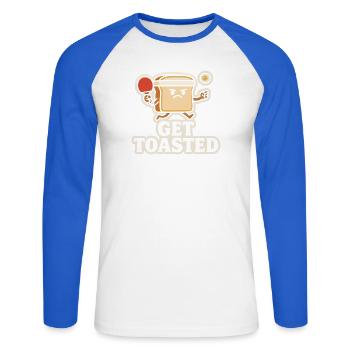 Get toasted - Unisex Baseballshirt langarm - Weiß/Royalblau - Vorne - Nik (191cm)