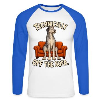 Wolfhound Sofa Regeln - Unisex Baseballshirt langarm - Weiß/Royalblau - Vorne - Nik (191cm)