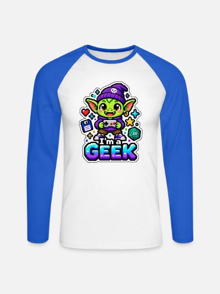 ICH BIN EIN NERD - Goblinspieler - Unisex Baseballshirt langarm - Weiß/Royalblau