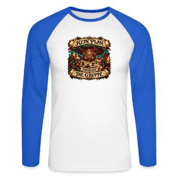 Spielleiter Gruppenchaos - Unisex Baseballshirt langarm - Weiß/Royalblau - Vorne - Nik (191cm)