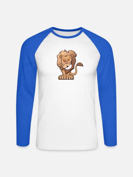 Grumpy Lion - Unisex Baseballshirt langarm - Weiß/Royalblau
