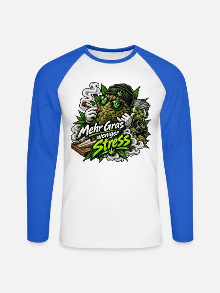 Mach Ma kein Stress - Unisex Baseballshirt langarm - Weiß/Royalblau