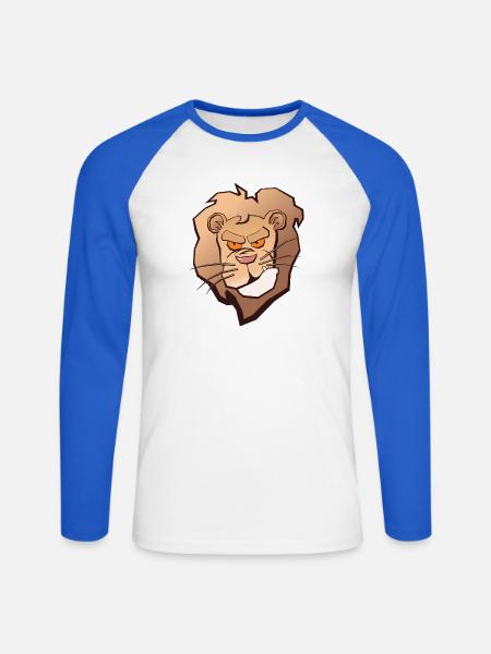 Mürrischer Löwenkopf - Unisex Baseballshirt langarm - Weiß/Royalblau