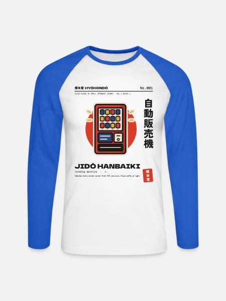 Japanischer Getränkeautomat Jidohanbaiki - Unisex Baseballshirt langarm - Weiß/Royalblau