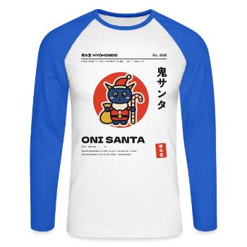Japanisches Weihnachten Oni - Unisex Baseballshirt langarm - Weiß/Royalblau - Vorne - Nik (191cm)