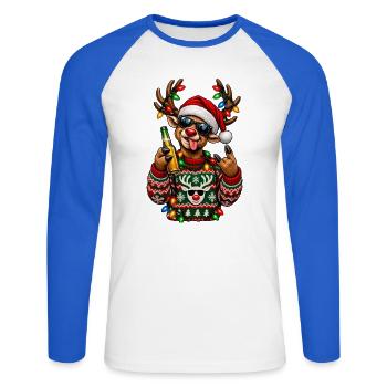 Ugly Christmas - Unisex Baseballshirt langarm - Weiß/Royalblau - Vorne - Nik (191cm)