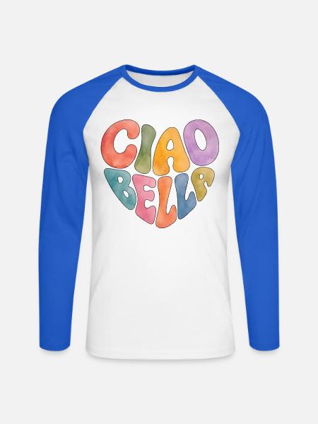 Ciao Bella - Unisex Baseballshirt langarm - Weiß/Royalblau