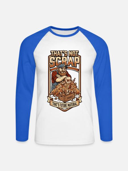 That's Not Scrap: Future Material - Unisex Baseballshirt langarm - Weiß/Royalblau