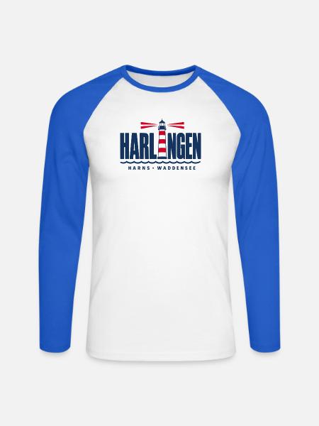 Harlingen Harns Friesland Leuchtturm Waddensee - Unisex Baseballshirt langarm - Weiß/Royalblau