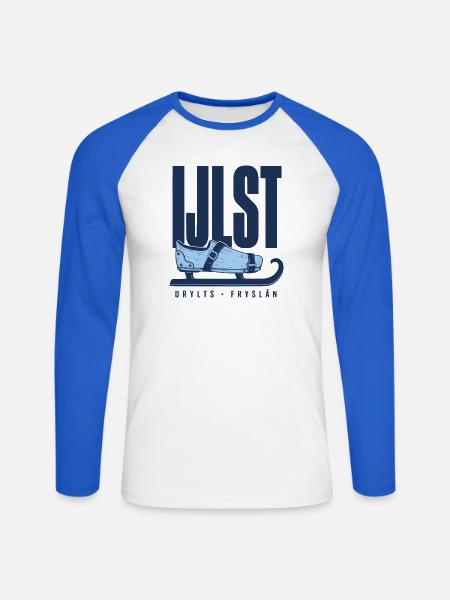 IJlst Drylts Friesland Holzschlittschuh Design - Unisex Baseballshirt langarm - Weiß/Royalblau
