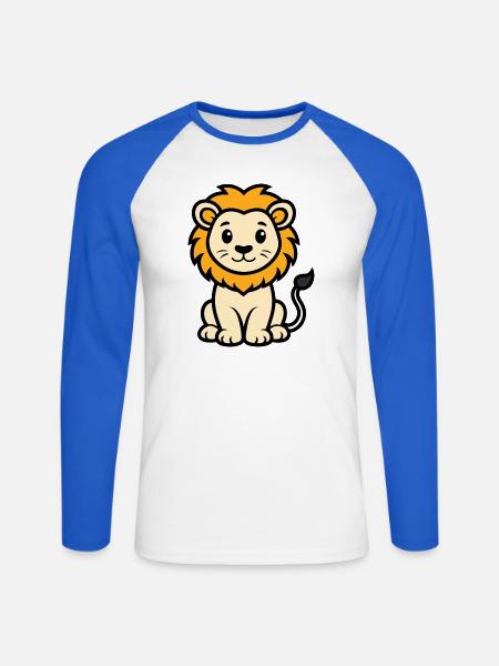 Süßer sitzender Löwe - Unisex Baseballshirt langarm - Weiß/Royalblau