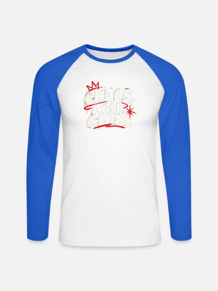 Chaos Aber Chic Graffiti-Statement - Unisex Baseballshirt langarm - Weiß/Royalblau