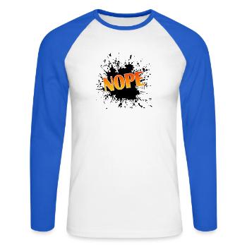 Nope Gradient - Unisex Baseballshirt langarm - Weiß/Royalblau - Vorne - Nik (191cm)