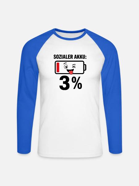 Witziger Akku Ladebalken - Unisex Baseballshirt langarm - Weiß/Royalblau
