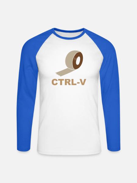 Strg-V Retro Ribbon - Unisex Baseballshirt langarm - Weiß/Royalblau